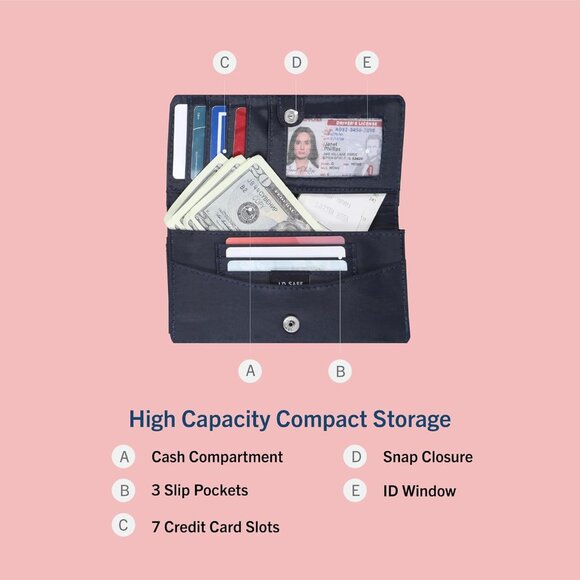 Nautica Seaside Slim Women's Wallet Black Embossed RFID Blocking Vegan Leather - Picture 3 of 6